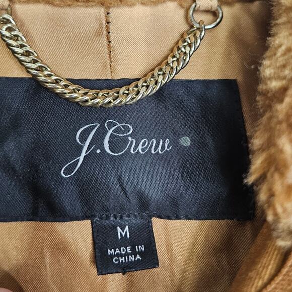 J.Crew M Zip-up Plush Fleece Coat Teddy Brown Fuzzy Full Zip Warm Casual - Picture 4 of 4